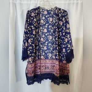 Rewind Navy and Pink Floral Kimono Cover Up Size M #floral #party #business